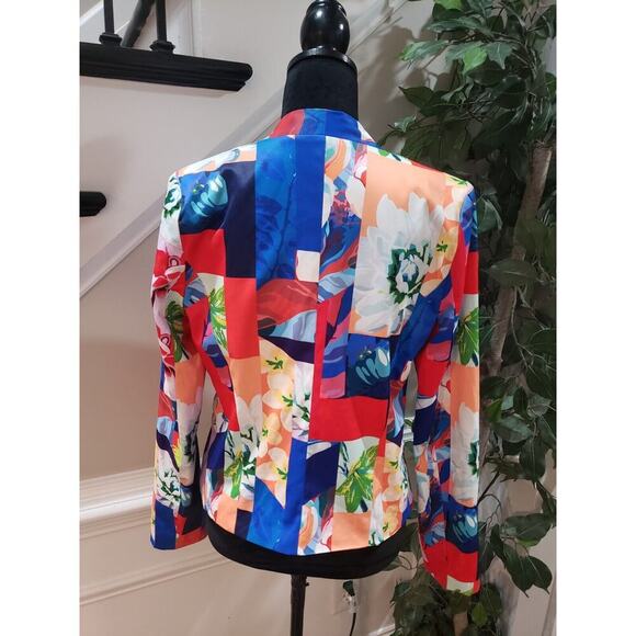Women's Multicolor Floral Polyester Long Sleeve Open Front Jacket Blazer Size L - Picture 6 of 13